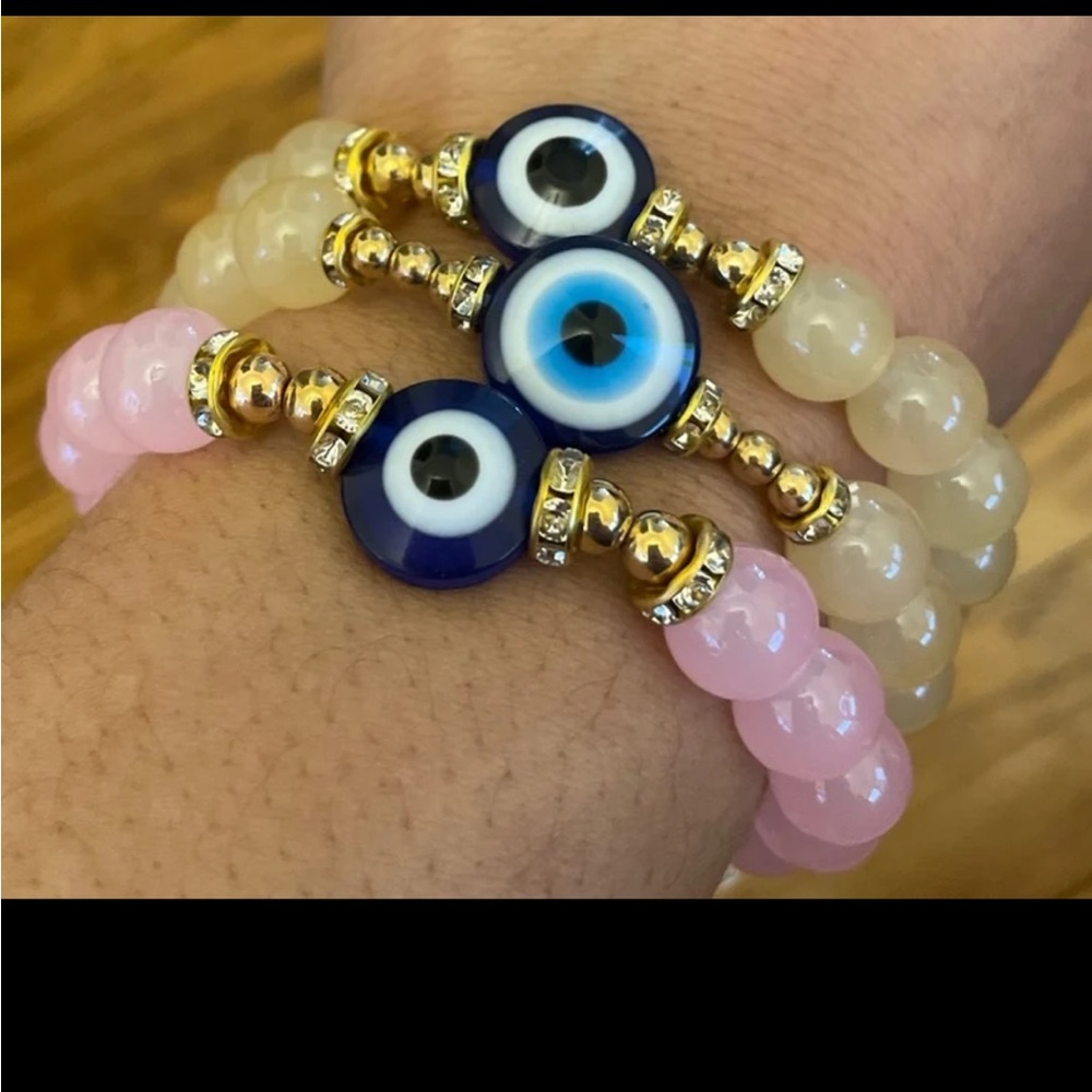 Elegant Evil Eye Beaded Bracelet Set